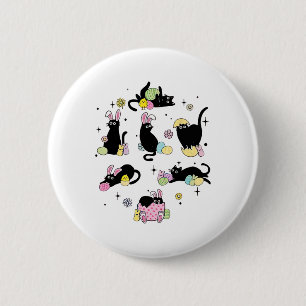 Funny Easter Black Cat Easter Day Cat Egg  6 Cm Round Badge