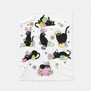 Funny Easter Black Cat Easter Day Cat Egg Fleece Blanket