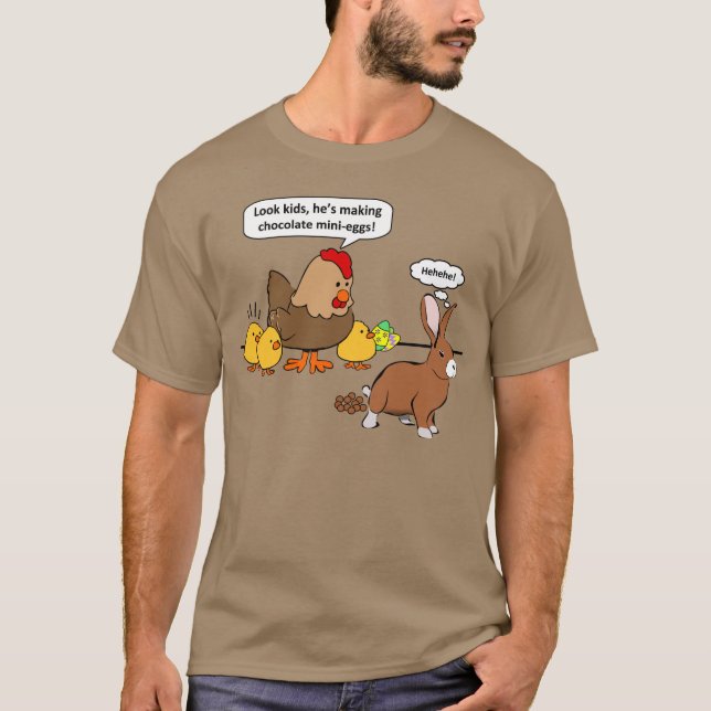 Funny Easter Bunny Chocolate Eggs T-Shirt (Front)