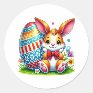 Funny Easter Bunny Classic Round Sticker