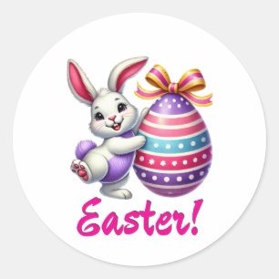 Funny Easter Bunny Classic Round Sticker