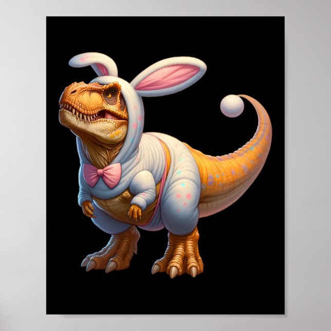 Funny Easter Bunny Dinosaur T-rex Apparel Uni-adul Poster (Front)