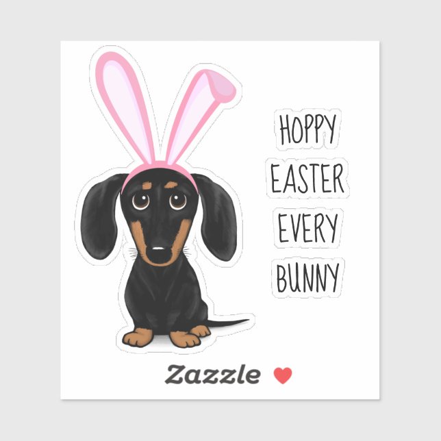 Funny Easter Bunny Dog Black and Tan Dachshund (Sheet)