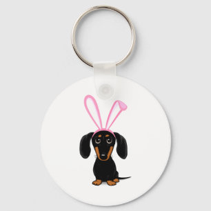 Funny Easter Bunny Dog Black And Tan Dachshund T S Key Ring