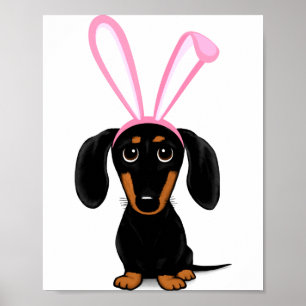 Funny Easter Bunny Dog Black And Tan Dachshund T S Poster