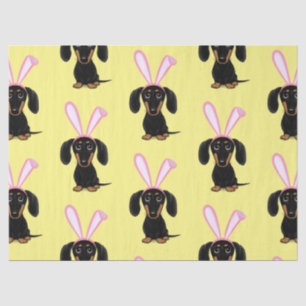 Funny Easter Bunny Dog Black and Tan Dachshund Tissue Paper