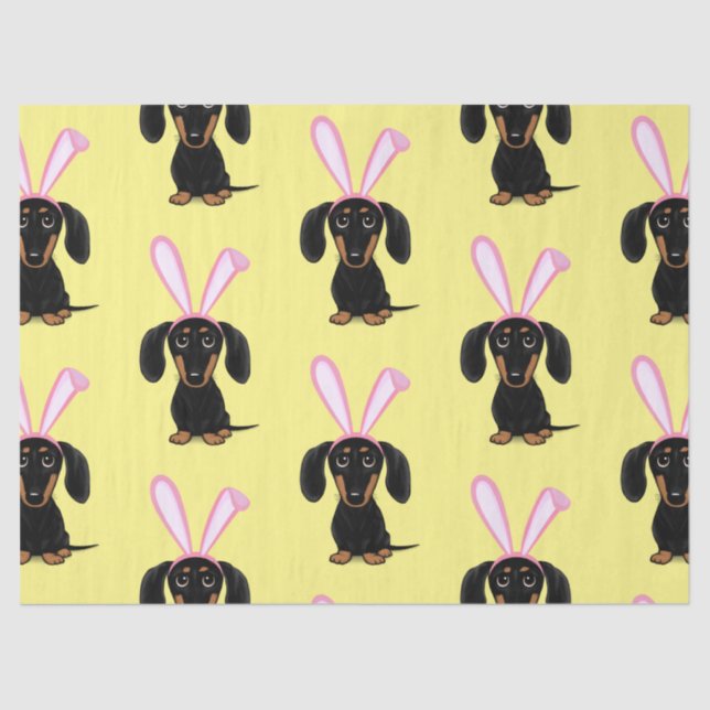 Funny Easter Bunny Dog Black and Tan Dachshund Tissue Paper (Front)