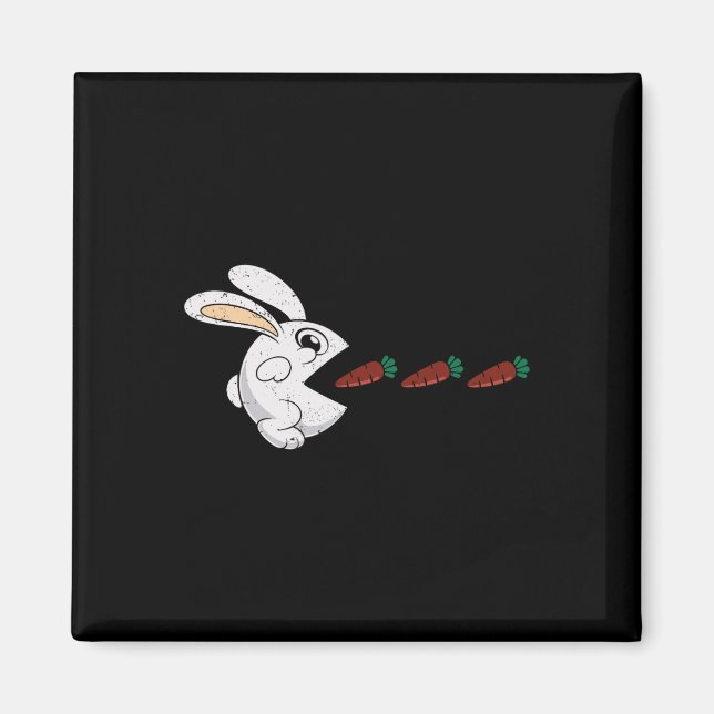 Funny Easter Bunny Eating Chocolate Carrots Rabbit Magnet (Front)