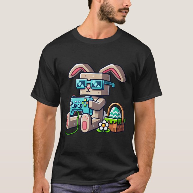 Funny Easter Bunny gaming retro T-Shirt (Front)