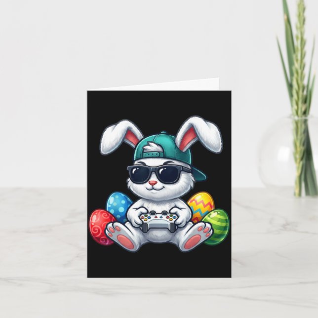 Funny easter bunny gaming video game gamer easter card (Front)