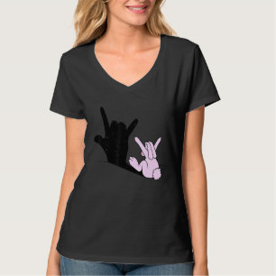 Funny Easter Bunny Hand Shadow Rabbit Puppet Kids T-Shirt