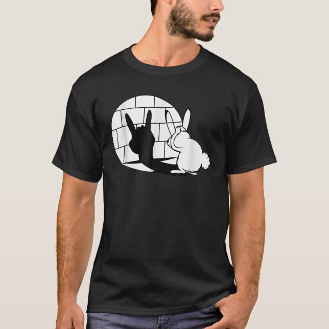 Funny Easter Bunny Heavy Metal Fan Devil Horns T-Shirt (Front)