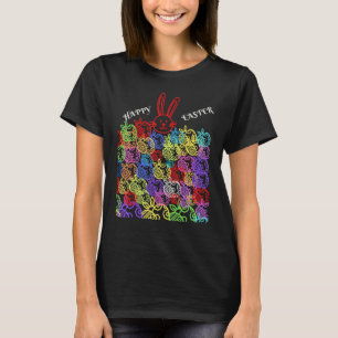 Funny Easter Bunny Hiding In Eggs Happy Easter Sil T-Shirt