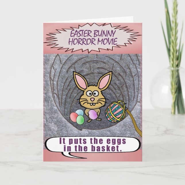 Funny Easter Bunny Horror Movie Holiday Card (Front)