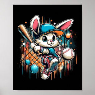 Funny Easter Bunny Playing Bysebyll Easter Bunny B Poster