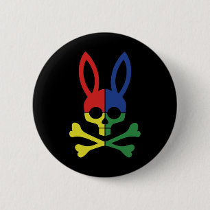 Funny Easter Bunny Retro Colourful Bunny Skull Cro 6 Cm Round Badge