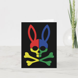 Funny Easter Bunny Retro Colourful Bunny Skull Cro Card