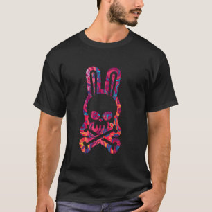 Funny Easter Bunny Retro Tie Dye bunny skull Cross T-Shirt