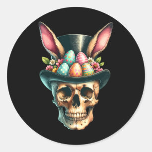 Funny Easter Bunny Skull Egg Hunt Easter Day  Classic Round Sticker