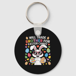 Funny Easter Bunny Will Trade Brother For Candy Key Ring
