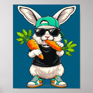 Funny easter bunny with carrot rabbit easter boys poster