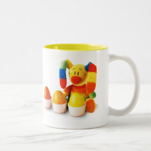 Funny Easter Bunny with Eggs Gift Two-Tone Coffee Mug