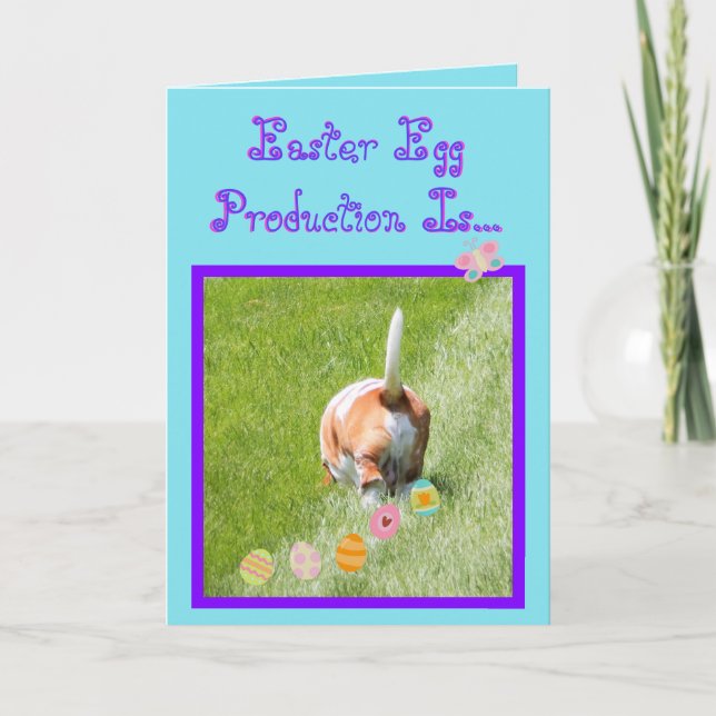 Funny Easter Card w/Eggs & Basset Hound (Front)
