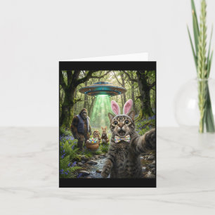 Funny Easter Cat Selfie with Bunnies Bigfoot and Card