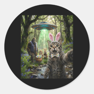 Funny Easter Cat Selfie with Bunnies Bigfoot and Classic Round Sticker