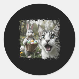 Funny Easter Cat Selfie With Easter Bunny Adults K Classic Round Sticker