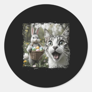 Funny Easter Cat Selfie With Easter Bunny Adults K Classic Round Sticker