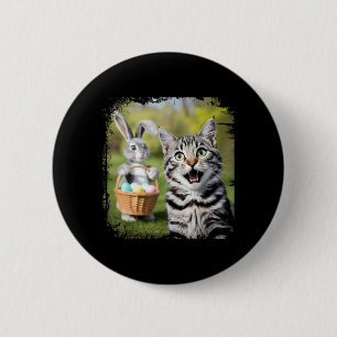 Funny Easter Cat Selfie with Easter Bunny Cat 6 Cm Round Badge