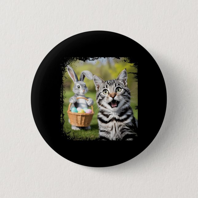 Funny Easter Cat Selfie with Easter Bunny Cat 6 Cm Round Badge (Front)