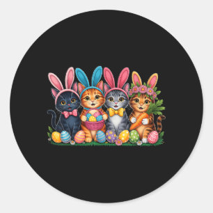 Funny Easter Cats Ears Bunny Eggs Spring for Women Classic Round Sticker