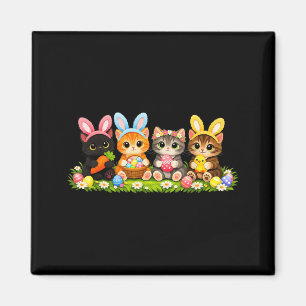 Funny Easter Cats Ears Bunny Eggs Spring for Women Magnet