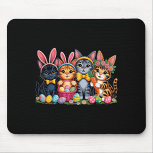 Funny Easter Cats Ears Bunny Eggs Spring for Women Mouse Mat
