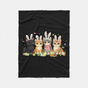 Funny Easter Cats Ears Bunny Eggs Spring Women Men Fleece Blanket