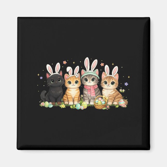 Funny Easter Cats Ears Bunny Eggs Spring Women Men Magnet (Front)