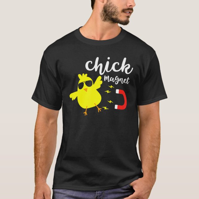 Funny Easter Chick Magnet Easter Day Cute Chicken T-Shirt (Front)
