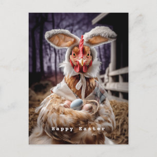 Funny Easter Chicken Bunny Costume Postcard