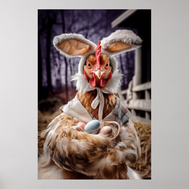 Funny Easter Chicken Bunny Costume Poster (Front)