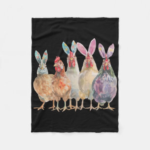 Funny Easter Chickens Bunny Ears Spring Farm Fleece Blanket
