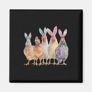 Funny Easter Chickens Bunny Ears Spring Farm Magnet