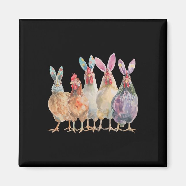 Funny Easter Chickens Bunny Ears Spring Farm  Magnet (Front)