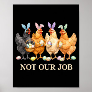 Funny easter chickens wearing bunny ears art poster