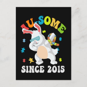 Funny Easter Dabbing Bunny Autism Awareness 10th B Invitation Postcard