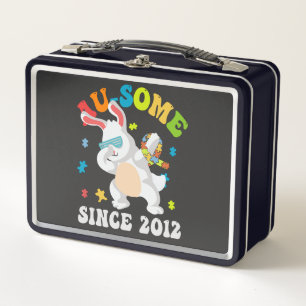 Funny Easter Dabbing Bunny Autism Awareness 12th  Metal Lunch Box