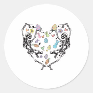 Funny Easter Dancing Skeletons Classic Round Sticker