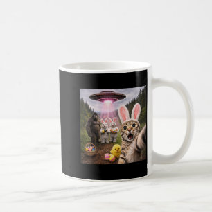 Funny Easter Day Cat Selfie with Bunny Bigfoot UFO Coffee Mug