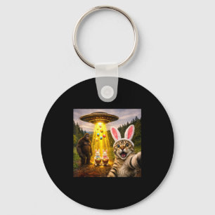 Funny easter day cat selfie with leprechaun key ring